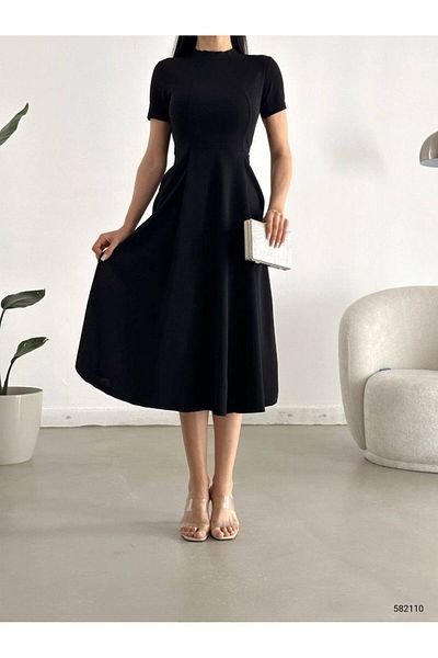 ModaLy Moda ΕΥΚΑΙΡΙΚΟ ΚΡΕΠ ΥΦΑΣΜΑ ΜΑΥΡΟ ΧΡΩΜΑ ΜΙΖΟ ΦΟΡΕΜΑ ΒΡΑΔΙΝΟ ΦΟΡΕΜΑ ΜΕ ΚΡΥΑ ΤΣΕΠΕΣ GL-624 582110