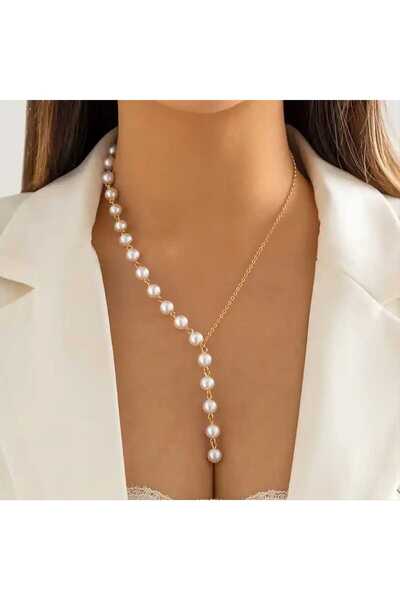 İPAR AKSESUAR GOLD ZİNCİR İNCİLİ DEKOLTE KOLYE
