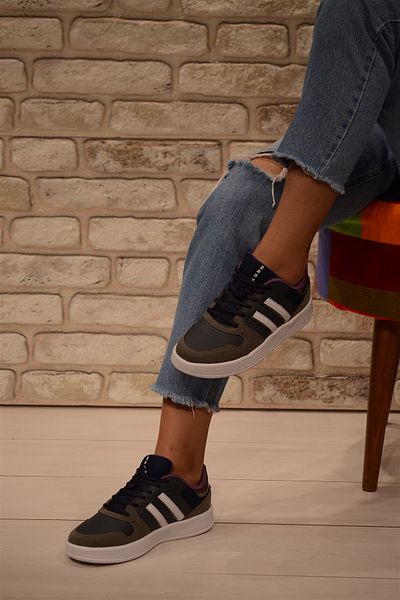 Isy WOMEN'S NAVY BLUE TIE FRONT GRAY SOLE WHITE SPORTS SHOES