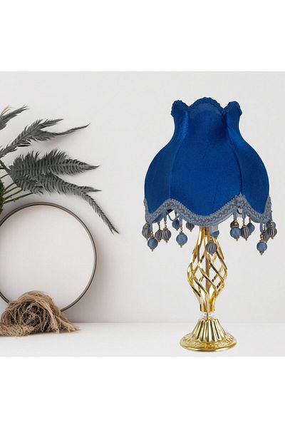 Dekovien Vintage Saks Blue Velvet - Lampshade Gold Metal Leg 30x50cm AB0765