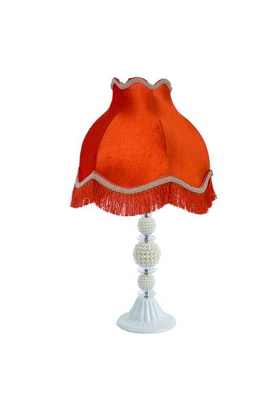 Dekovien White Brick Colored Velvet - Vintage Leg with Metal Pearls AB1001