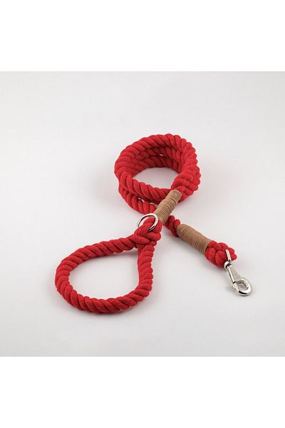 Lusi Doog Christmas Christmas Set Red Natural Rope Dog Leash Dog Bandana and Poop Bag Bag