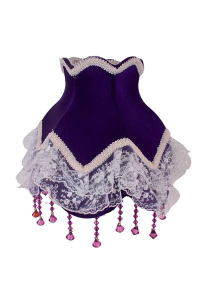 Dekovien Purple Velvet Lampshade Pearl Metal Leg Model Ab0772