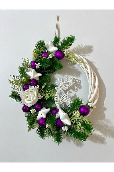 Beykan DOOR DECORATION WITH DEER NEW YEAR, NEW YEAR'S CHRISTMAS SILVERY DEER ACCESSORY DECORATION
