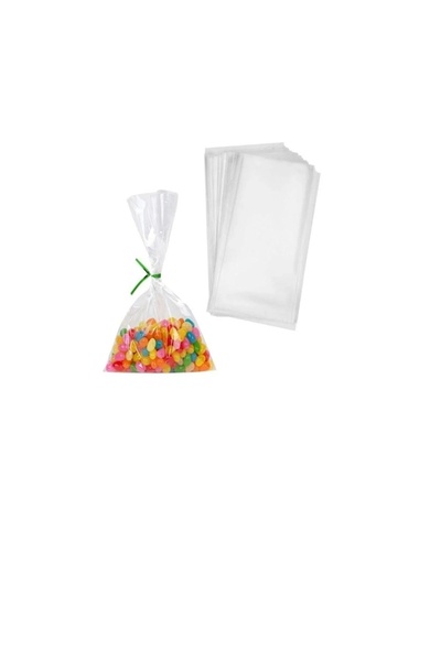 Ambalaj Evi Kurabiye Jelatini  Şeffaf Kurabiye ve Şekerleme Poşeti Yılbaşı Cookie Poşeti 10x20 Cm 100 Adet