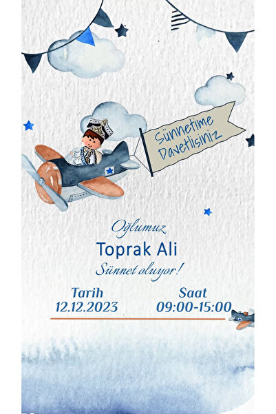 ikisibir Videolu Sünnet Davetiyesi | Uçak Animasyonlu