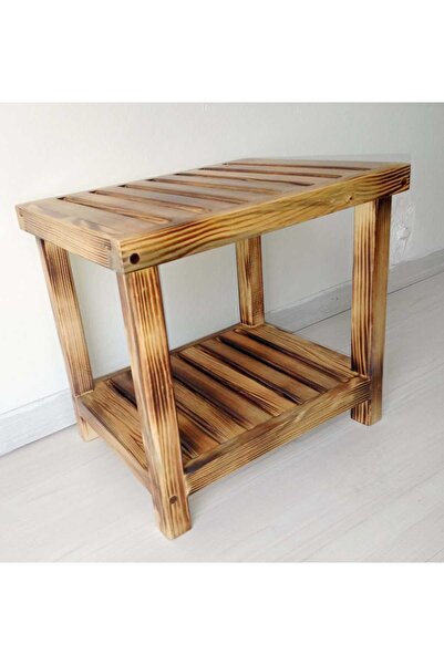 OBERS Hol Sehpa 30x40x40cm Çam ağacı yakma vernikli