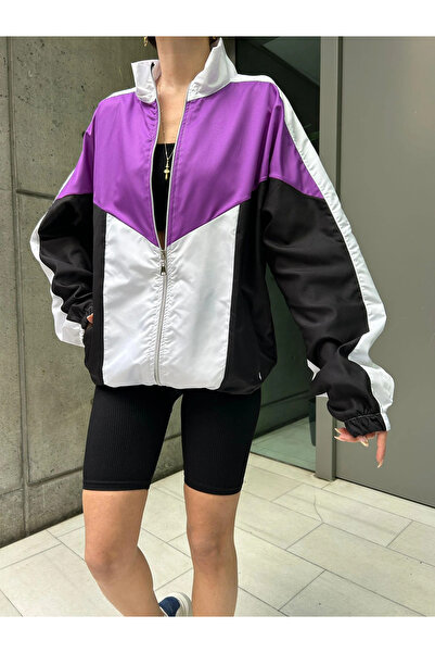 Gofeel Y2k Mor Baggy Oversize Paraşüt Kumaş Unisex Ceket