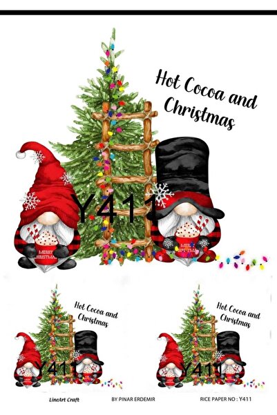 LİNEART ورق ديكوباج نحاسي بنمط عيد الميلاد رقم: YILBAŞI411 - 29X42 سم