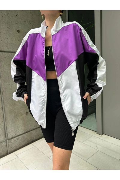 Gofeel Y2k Purple Baggy Oversize Αλεξίπτωτο Υφασμάτινο Unisex Μπουφάν