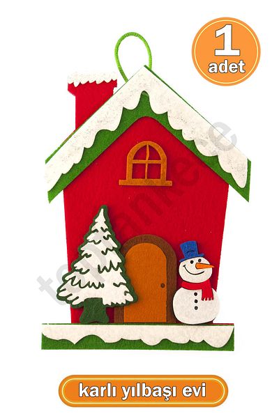 garaccu Christmas House with Snowy Pine Tree, Snowman and Hanger