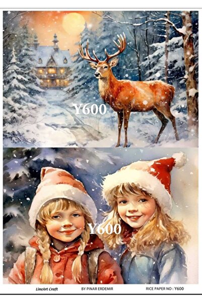 LİNEART Yılbaşı Deseni Pirinç Dekopaj Kağıdı No:YILBAŞI600- 29X42cm