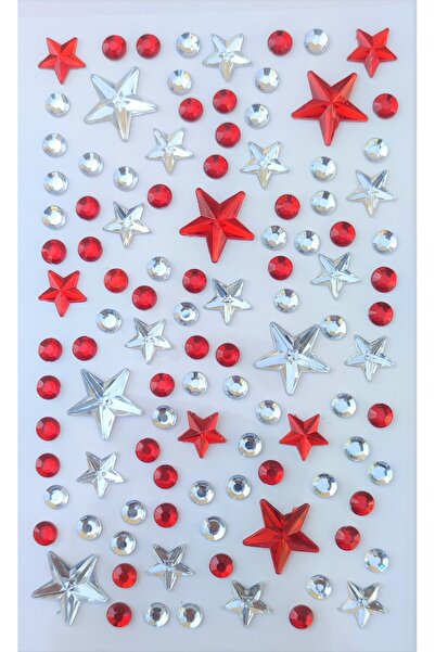 Giraffe Sticker Kırmızı-beyaz Yıldız Taş Sticker Yapışkanlı Saç, Yüz, Tırnak ...