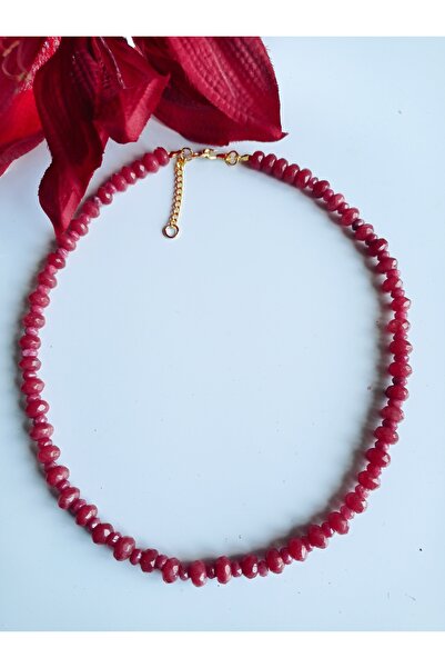 PİRAMİGO Kök Yakut Kolye 4/8 mm Kırmızı Gerdanlık Ruby