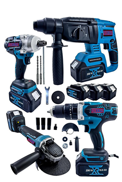 FLEXMAC Italy 4 Lü Set 36 Vf Darbeli Matkap Bijon Somun Sıkma Sökme Taşlama S...