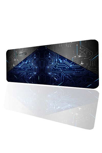 SonicTouch لوحة ماوس ألعاب غير قابلة للانزلاق بنمط الدائرة الزرقاء، مقاس 32 × 70 سم