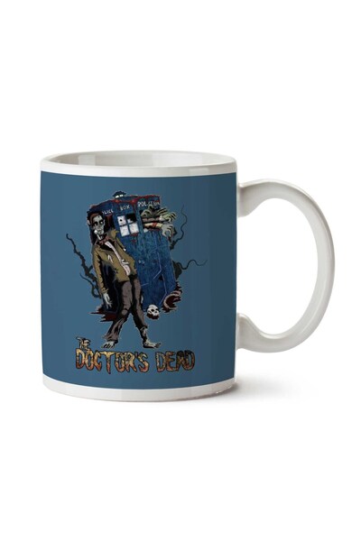 ART HEDİYE The Doctor is Dead Walking Dead Tardis Mashup Two Sided Printed Mug