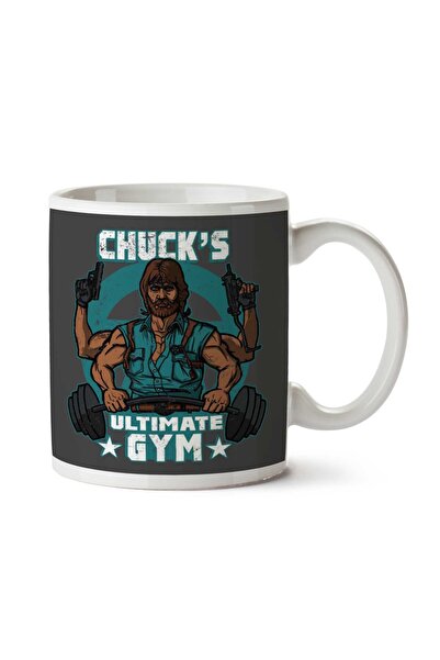 ART HEDİYE كوب مطبوع عليه وجهين من Chucks Ultimate Gym Chuck Norris