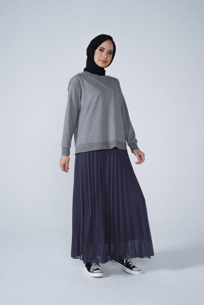 Thesetthur Şifon Astarlı Piliseli Etek Antrasit