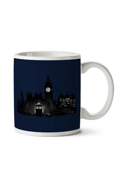 ART HEDİYE كوب دكتور هو لندن سيلويت تارديس مطبوع على الجانبين