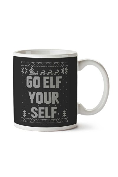 ART HEDİYE كوب Go Elf Yourself Christmas Knit Pattern مطبوع على الجانبين