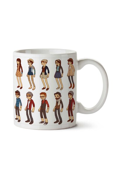 ART HEDİYE كوب مطبوع عليه وجهين من Hipster People