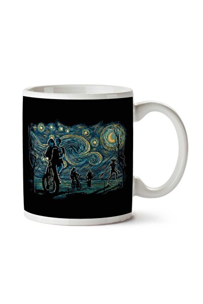 ART HEDİYE كوب مطبوع على الوجهين من Stranger Night Stranger Things Van Gogh M...