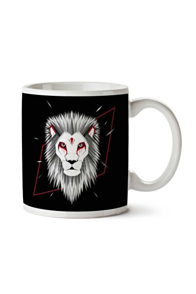 ART HEDİYE كوب بتصميم جرافيك على شكل أسد الغابة مطبوع على الجانبين