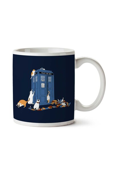 ART HEDİYE Time Travellers Cats Doctor Who Tardis Two Sided Printed Mug