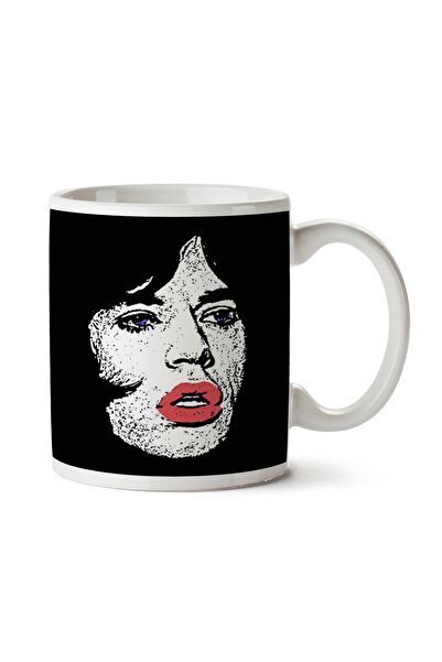 ART HEDİYE كوب Mick Jagger Face Close Up The Rolling Stones مطبوع على الجانبين