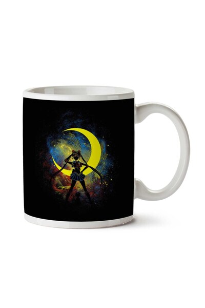 ART HEDİYE كوب بحار القمر مع لونا كات أوتلاين مطبوع على الجانبين