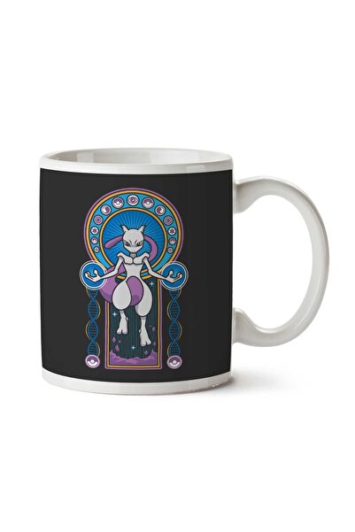 ART HEDİYE Mewtwo Stained Glass Pokemon Two Sided Printed Mug