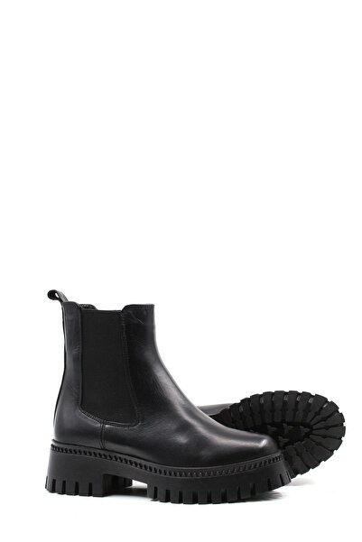 Ayakkabıhane İçi Kürklü Dışı Hakiki Deri Siyah Kadın Klasik Chelsea Bot AH08010112618578