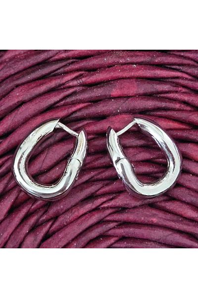 misstakıjewerly STEEL SILVER COLOR OVAL EARRINGS
