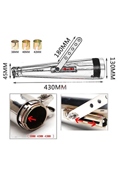 YSGMOTOPARTS Motosiklet Chopper Cruiser Cafe Racer Vintage Bobber Performans Egzoz Siyah