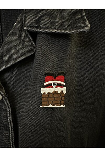 gokmentoy Noel Baba Baca Yılbaşı Temalı Ahşap El Boyaması Broş