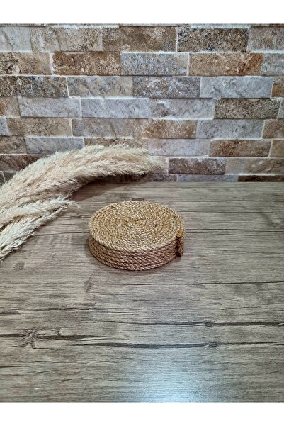 EGE ÖRGÜM Wicker Coaster (6 Pieces), 12 Cm, Cup, Cup, Mug, Candle Coaster, Handmade Natural