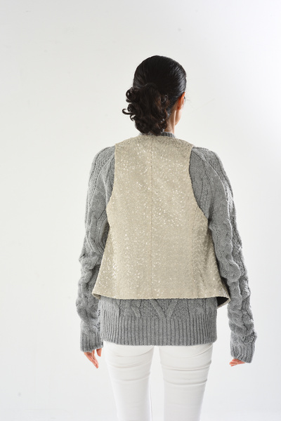 Calidi Glacies Vest Matte Sequin Sequin Beige Cream Intercolored Primer Cream