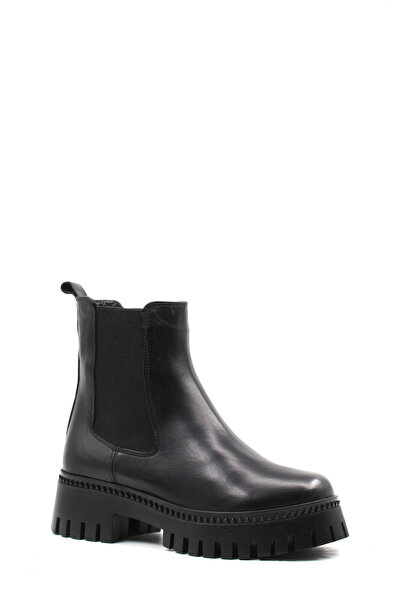 Ayakkabıhane İçi Kürklü Dışı Hakiki Deri Siyah Kadın Klasik Chelsea Bot AH08010112618578