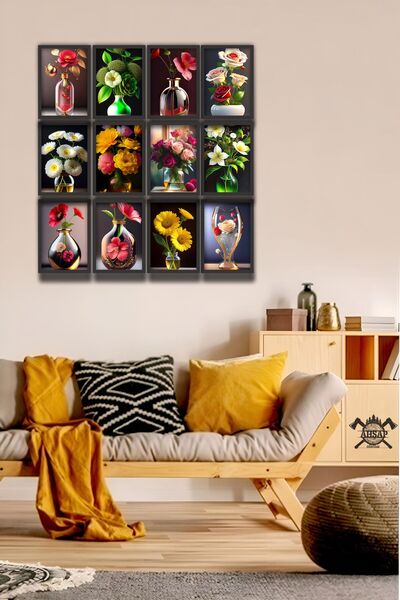 ahşap dünyam 12 piese Vază Cadru cu flori Aspect MDF Tablou Decor de perete S...