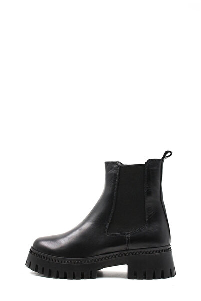 Ayakkabıhane İçi Kürklü Dışı Hakiki Deri Siyah Kadın Klasik Chelsea Bot AH08010112618578