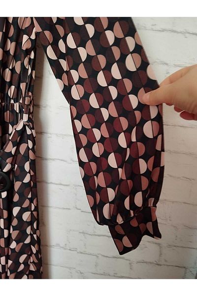 anne moda ankara Διπλό γιακά, φαρδιά εφαρμογή, με ζώνη και λάστιχο στη μέση, φόρεμα μόδας