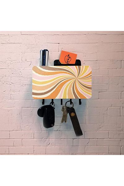 CajuArt Colorful Spiral Pattern - Keychain Wall Hanger with Compartments Decor
