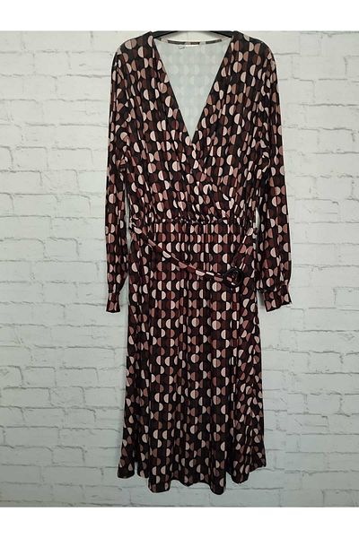 anne moda ankara Διπλό γιακά, φαρδιά εφαρμογή, με ζώνη και λάστιχο στη μέση, φόρεμα μόδας