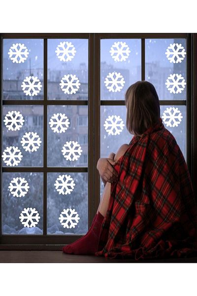 MAARS New Year Christmas Decorations Snowflake Glass Sticker 50 Pieces