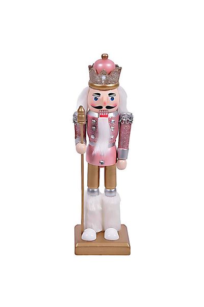 QUEEN AKSESUAR Imported luxury wooden pink glitter stone furry movable nutcracker soldier christmas decoration trinket 38cm