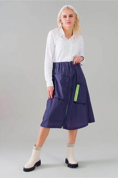 Bold & Young Fustă de parașuta cu buzunar cu fermoar, căptușită de culoare verde indigo