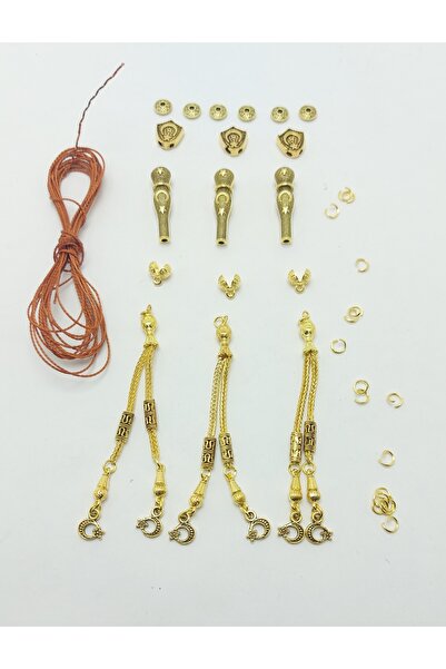 THAD EPOKSİ TESBİH PÜSKÜL SETİ 3 ADET GOLD RENK