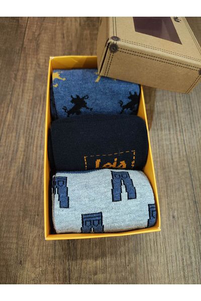 Leement socks Ανδρικές 6 ζεύγη βαμβακερές κάλτσες με μοτίβο σε κουτί με μοτίβο lios
