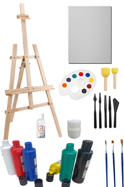 NEON PLUS Lüks Resim Akrilik Boya Başlangıç Seti -büyük Şövale (ŞÖVALYE), 1 T...